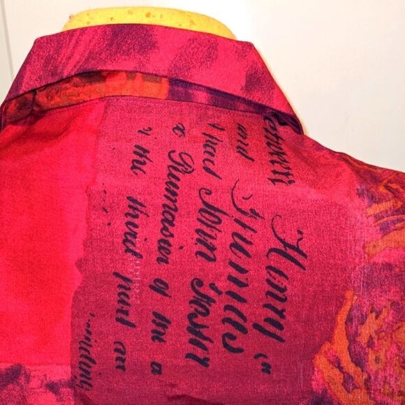 $5 Item! St. Michael Marks & Spencer Size 16 Red Watercolour Floral Blouse - Picture 8 of 10